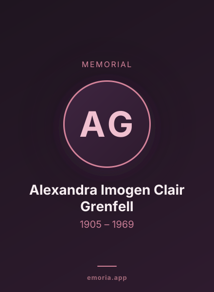 Memorial portrait of Alexandra Imogen Clair Grenfell