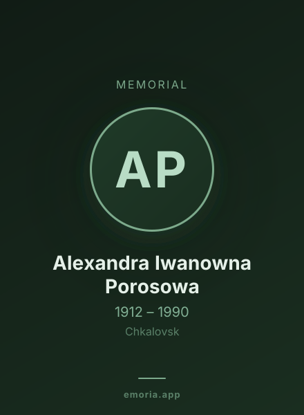 Memorial portrait of Alexandra Iwanowna Porosowa