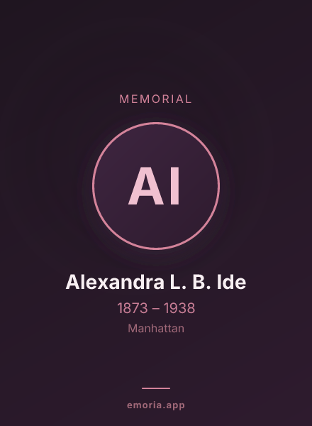 Memorial portrait of Alexandra L. B. Ide