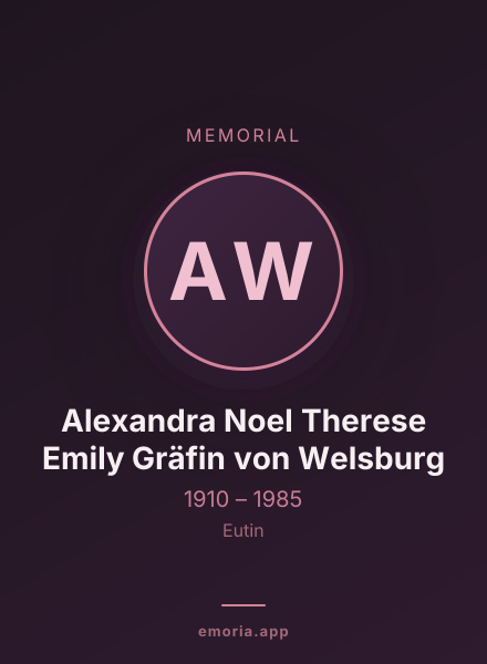 Memorial portrait of Alexandra Noel Therese Emily Gräfin von Welsburg