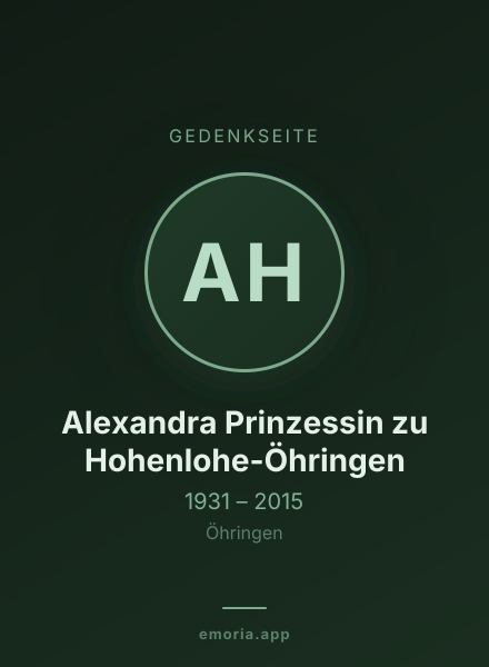 Gedenkportrait von Alexandra Prinzessin zu Hohenlohe-Öhringen