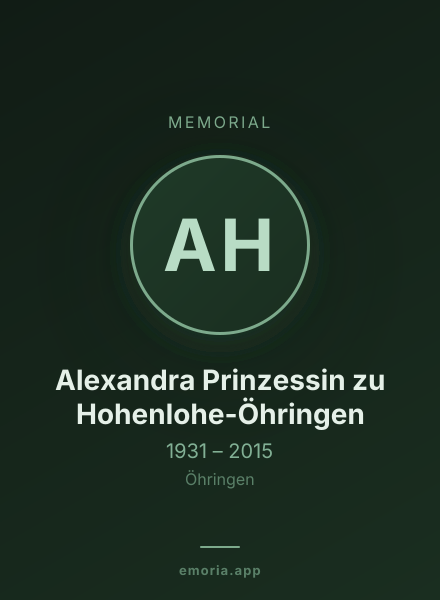 Memorial portrait of Alexandra Prinzessin zu Hohenlohe-Öhringen