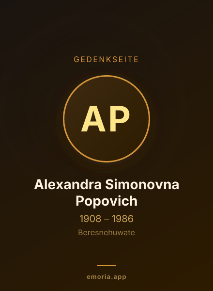 Gedenkportrait von Alexandra Simonovna Popovich