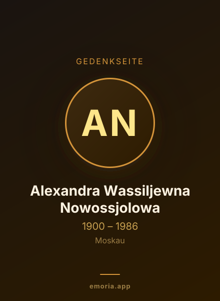 Gedenkportrait von Alexandra Wassiljewna Nowossjolowa