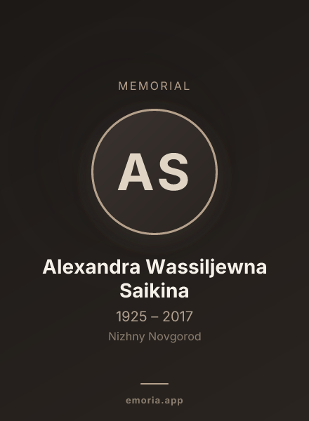 Memorial portrait of Alexandra Wassiljewna Saikina