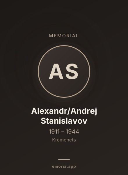 Memorial portrait of Alexandr/Andrej Stanislavov