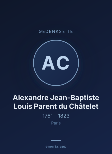 Gedenkportrait von Alexandre Jean-Baptiste Louis Parent du Châtelet
