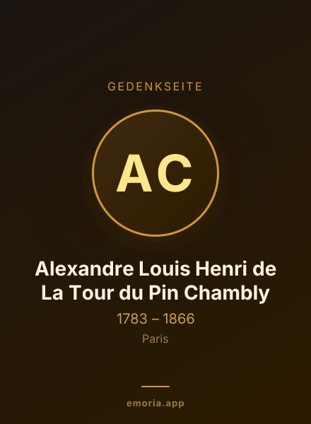 Gedenkportrait von Alexandre Louis Henri de La Tour du Pin Chambly