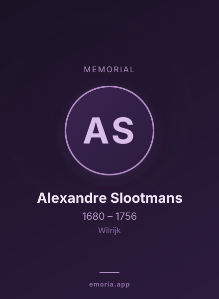 Memorial portrait of Alexandre Slootmans
