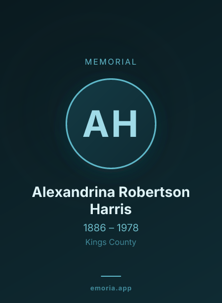 Memorial portrait of Alexandrina Robertson Harris