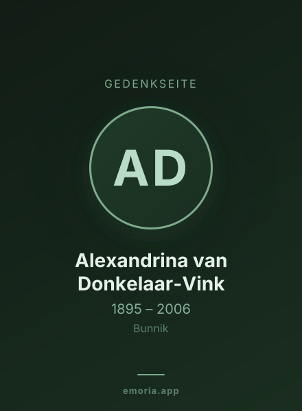 Gedenkportrait von Alexandrina van Donkelaar-Vink