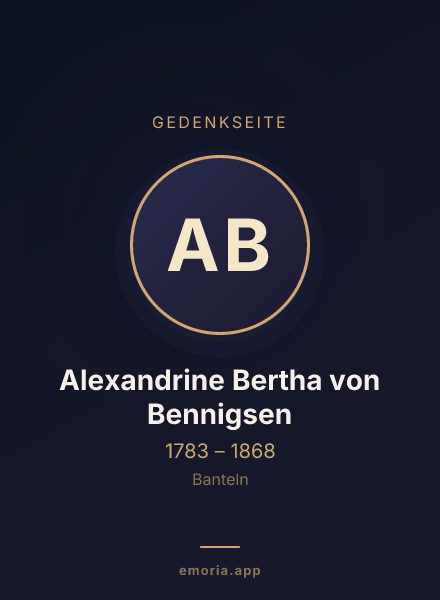 Gedenkportrait von Alexandrine Bertha von Bennigsen