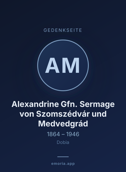 Gedenkportrait von Alexandrine Gfn. Sermage von Szomszédvár und Medvedgrád