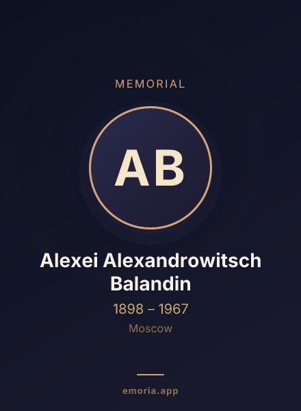 Memorial portrait of Alexei Alexandrowitsch Balandin