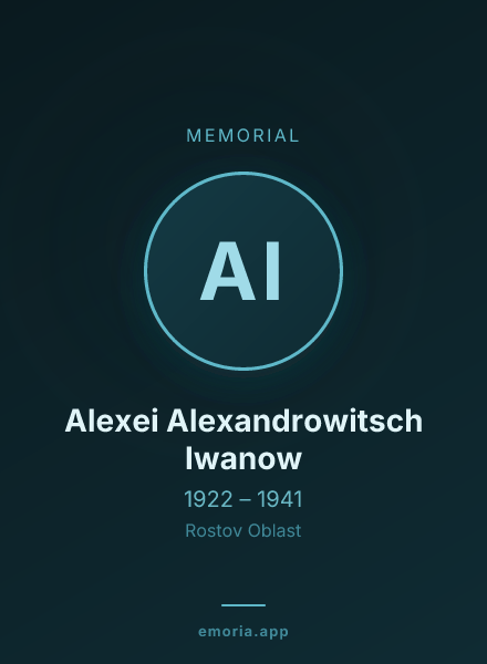 Memorial portrait of Alexei Alexandrowitsch Iwanow