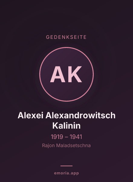 Gedenkportrait von Alexei Alexandrowitsch Kalinin