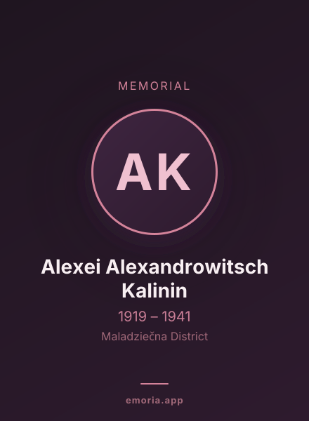 Memorial portrait of Alexei Alexandrowitsch Kalinin