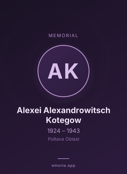 Memorial portrait of Alexei Alexandrowitsch Kotegow