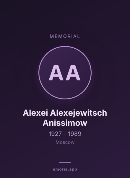 Memorial portrait of Alexei Alexejewitsch Anissimow