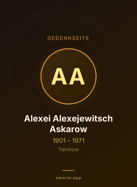 Gedenkportrait von Alexei Alexejewitsch Askarow
