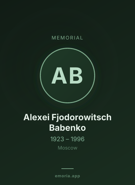 Memorial portrait of Alexei Fjodorowitsch Babenko