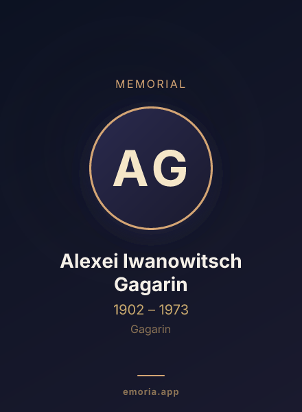 Memorial portrait of Alexei Iwanowitsch Gagarin