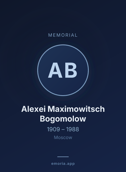 Memorial portrait of Alexei Maximowitsch Bogomolow