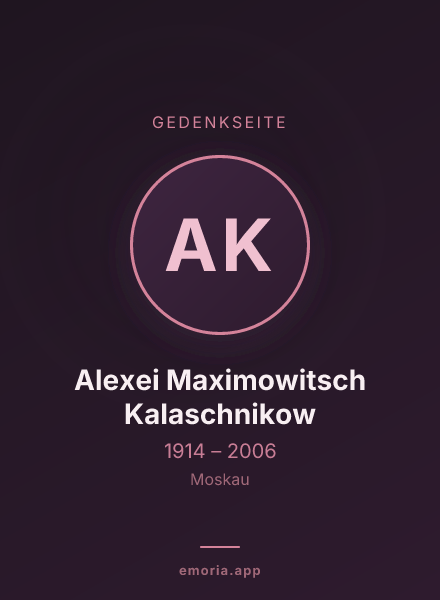 Gedenkportrait von Alexei Maximowitsch Kalaschnikow