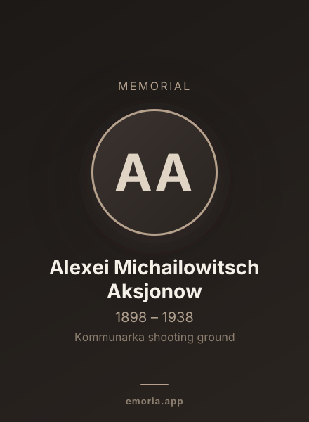 Memorial portrait of Alexei Michailowitsch Aksjonow