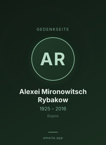 Gedenkportrait von Alexei Mironowitsch Rybakow