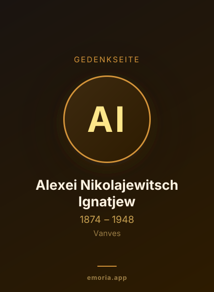 Gedenkportrait von Alexei Nikolajewitsch Ignatjew