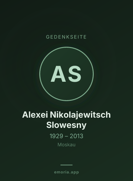 Gedenkportrait von Alexei Nikolajewitsch Slowesny