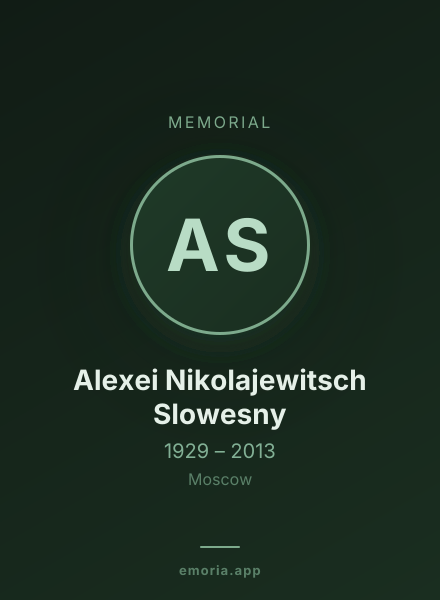 Memorial portrait of Alexei Nikolajewitsch Slowesny