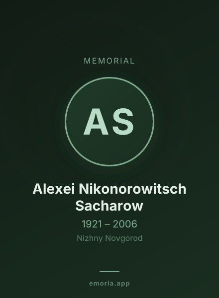 Memorial portrait of Alexei Nikonorowitsch Sacharow