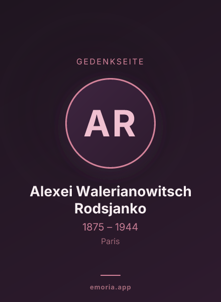 Gedenkportrait von Alexei Walerianowitsch Rodsjanko