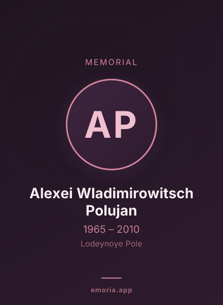 Memorial portrait of Alexei Wladimirowitsch Polujan