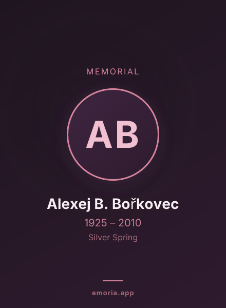 Memorial portrait of Alexej B. Bořkovec