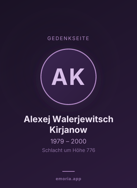 Gedenkportrait von Alexej Walerjewitsch Kirjanow