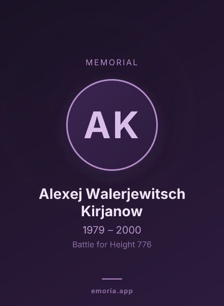Memorial portrait of Alexej Walerjewitsch Kirjanow
