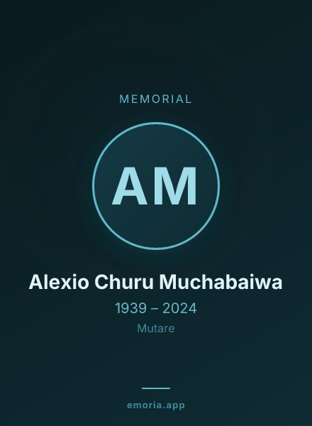 Memorial portrait of Alexio Churu Muchabaiwa