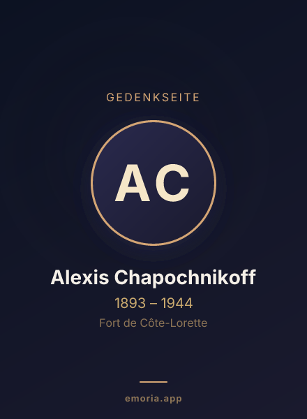Gedenkportrait von Alexis Chapochnikoff