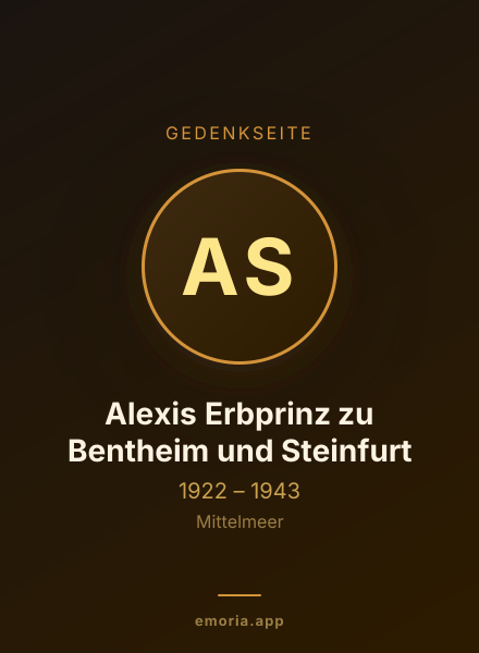 Gedenkportrait von Alexis Erbprinz zu Bentheim und Steinfurt