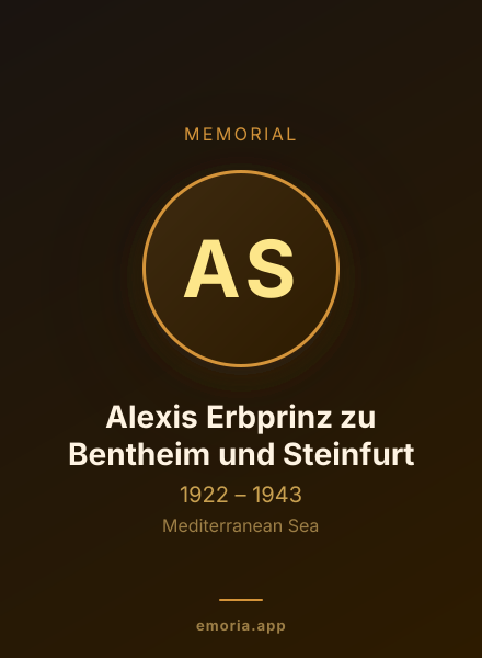 Memorial portrait of Alexis Erbprinz zu Bentheim und Steinfurt