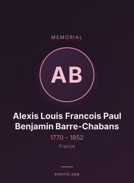 Memorial portrait of Alexis Louis Francois Paul Benjamin Barre-Chabans