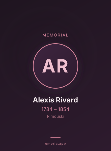 Memorial portrait of Alexis Rivard