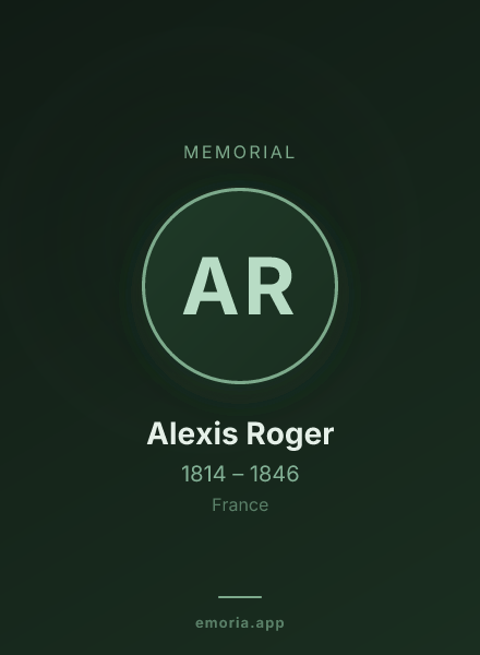 Memorial portrait of Alexis Roger