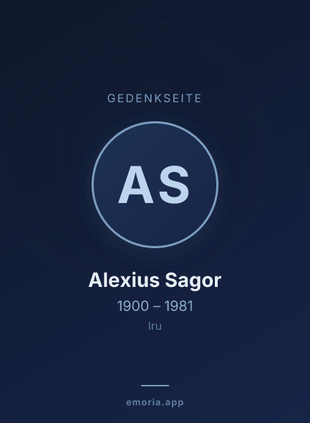 Gedenkportrait von Alexius Sagor