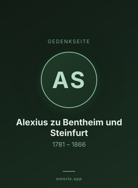 Gedenkportrait von Alexius zu Bentheim und Steinfurt