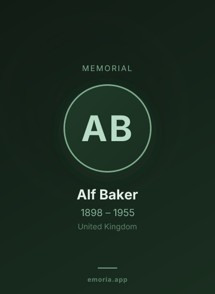 Memorial portrait of Alf Baker