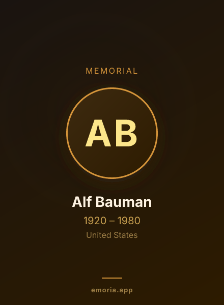 Memorial portrait of Alf Bauman